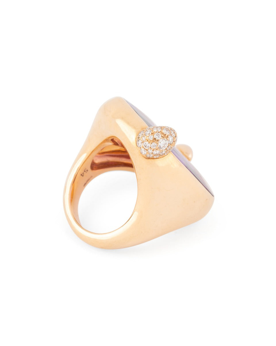Pomellato "Ritratto" ring in 18K rose gold, amethyst and diamonds