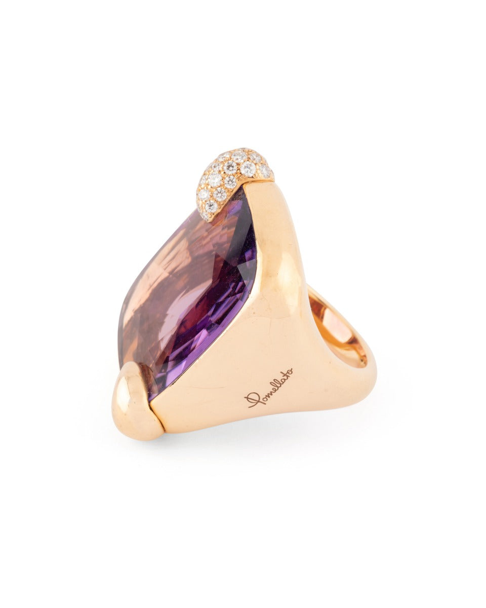 Pomellato "Ritratto" ring in 18K rose gold, amethyst and diamonds