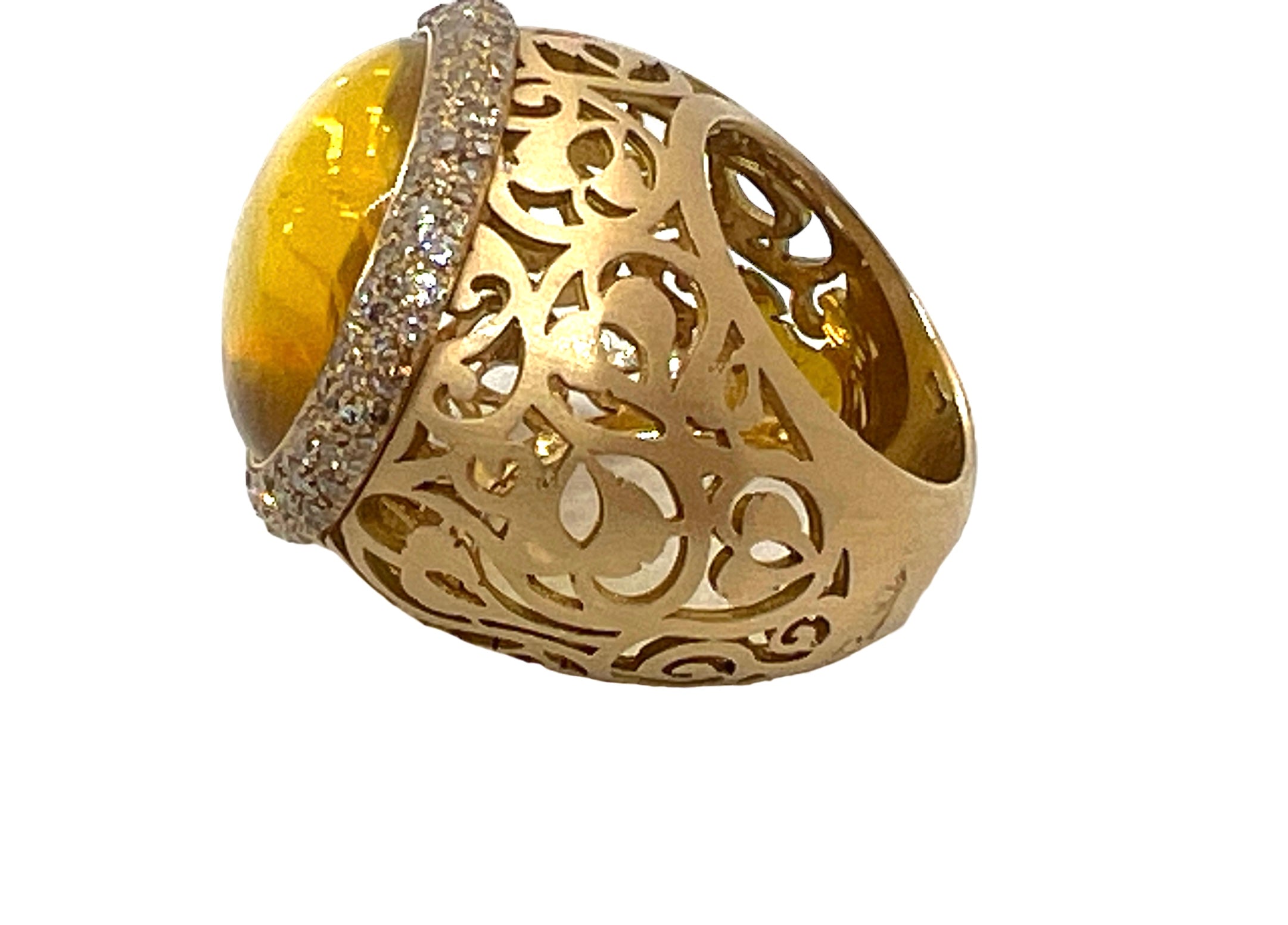 Pomellato, bague "Arabesque" Diamants, Ambre et Or rose