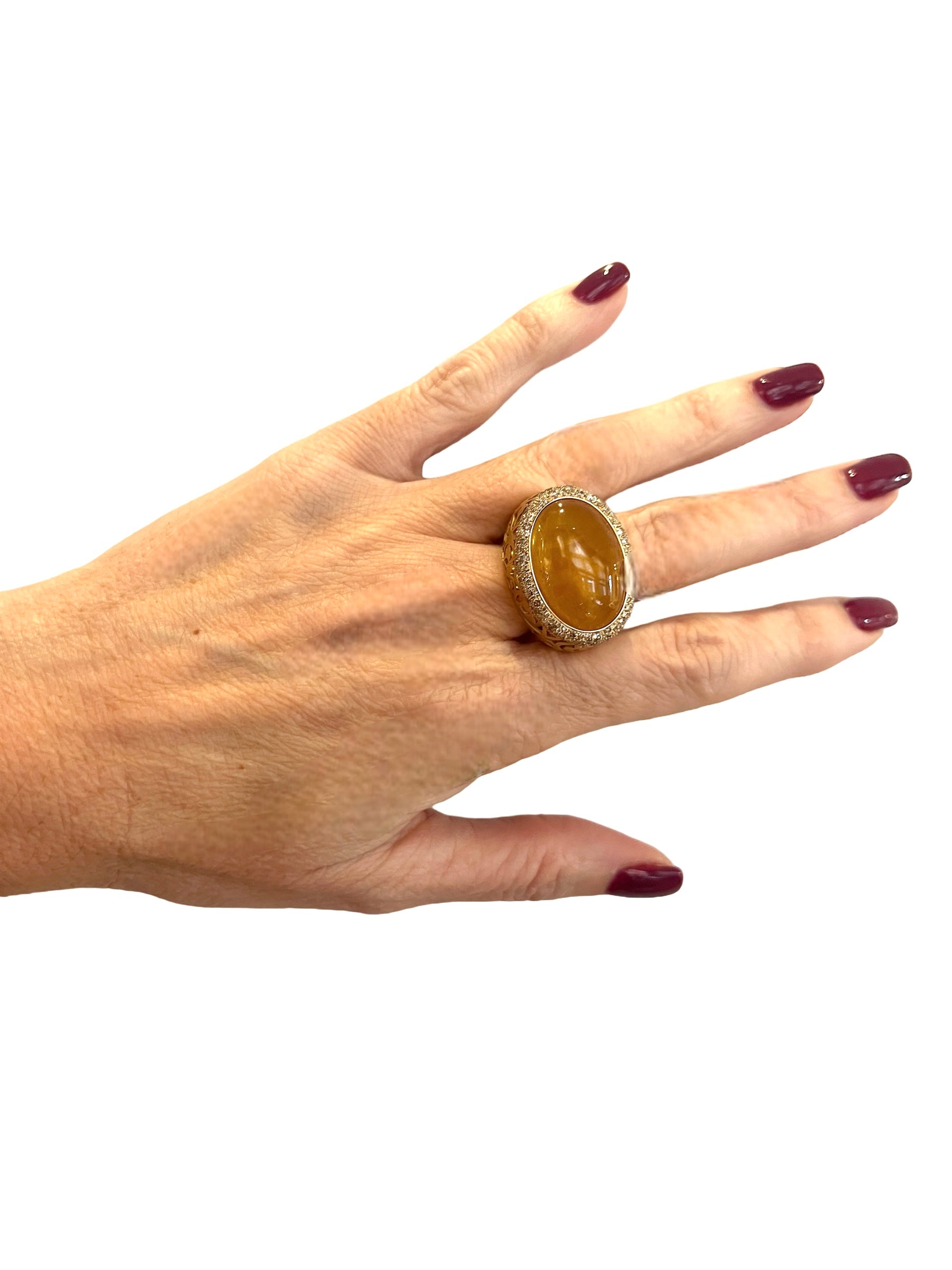 Pomellato, "Arabesque" ring Diamonds, Amber and Rose Gold