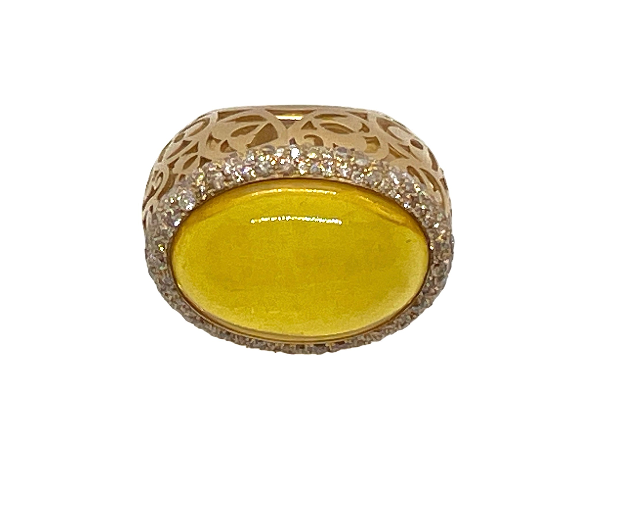 Pomellato, bague "Arabesque" Diamants, Ambre et Or rose