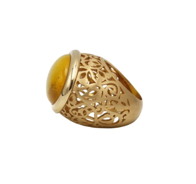 Pomellato, bague "Arabesque" en or rose 18k sertie d'une ambre