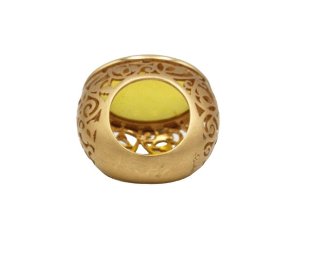 Pomellato, "Arabesque" ring in 18k rose gold set with an amber