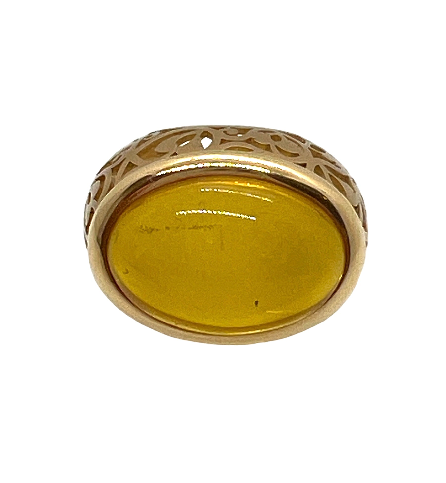 Pomellato, bague "Arabesque" Cabochon Ambre sur Or Rose