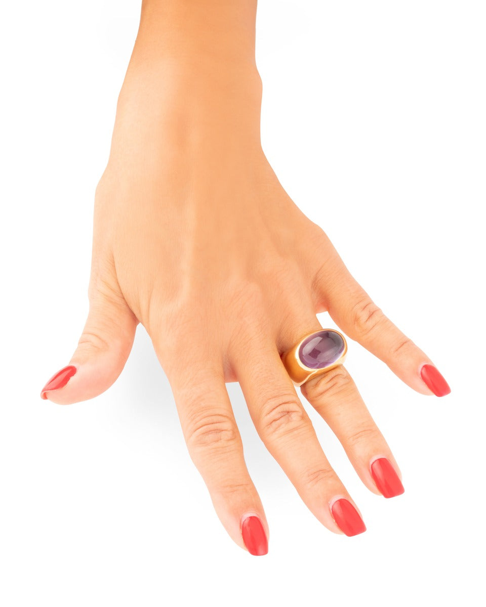 Pomellato ring in 18K rose gold, tourmaline cabochon