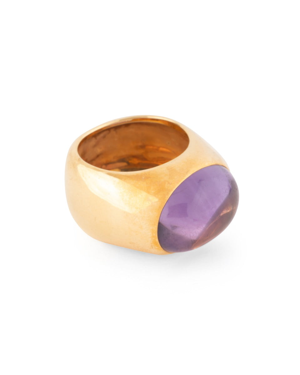 Pomellato ring in 18K rose gold, tourmaline cabochon