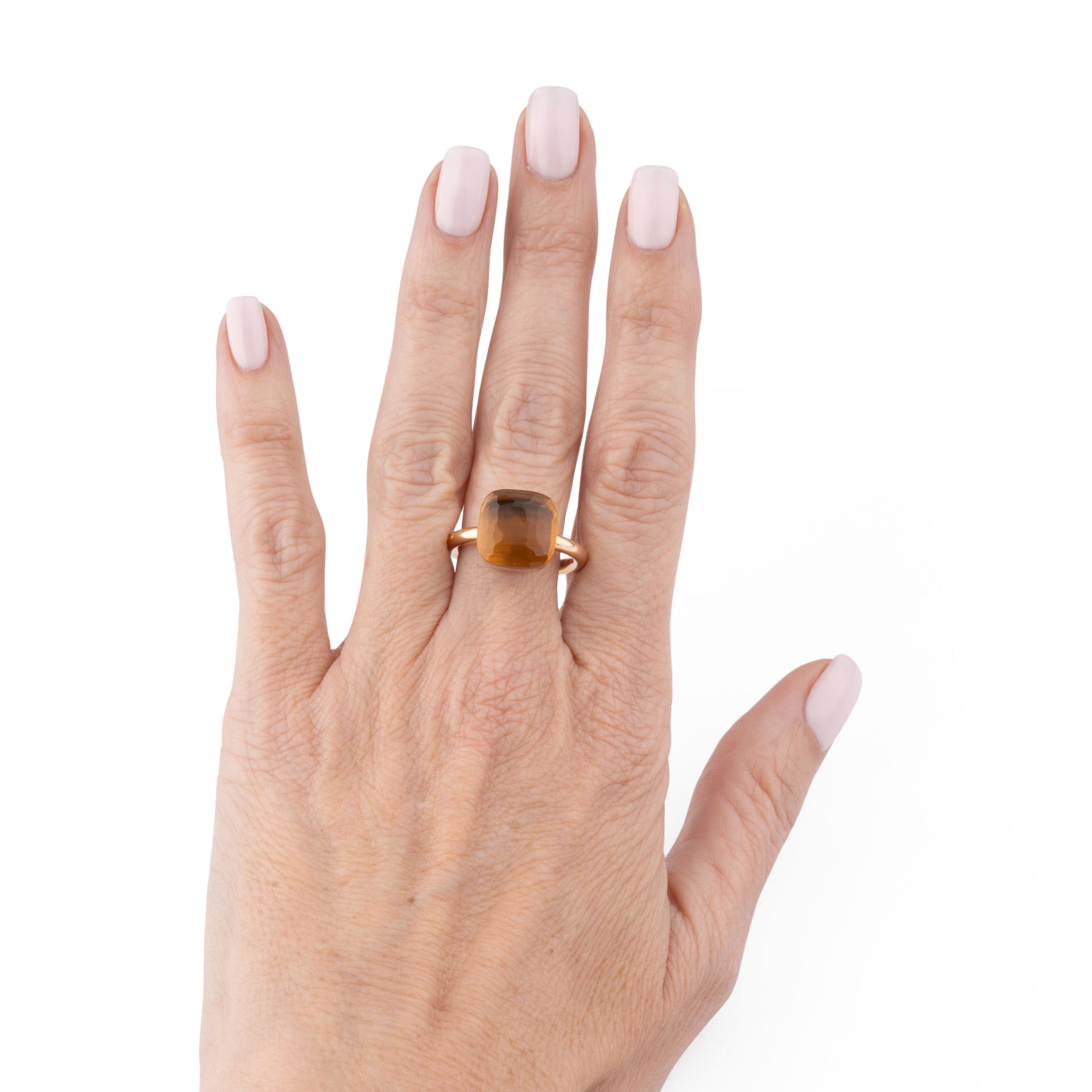 Pomellato, bague Nudo Maxi, or rose, citrine