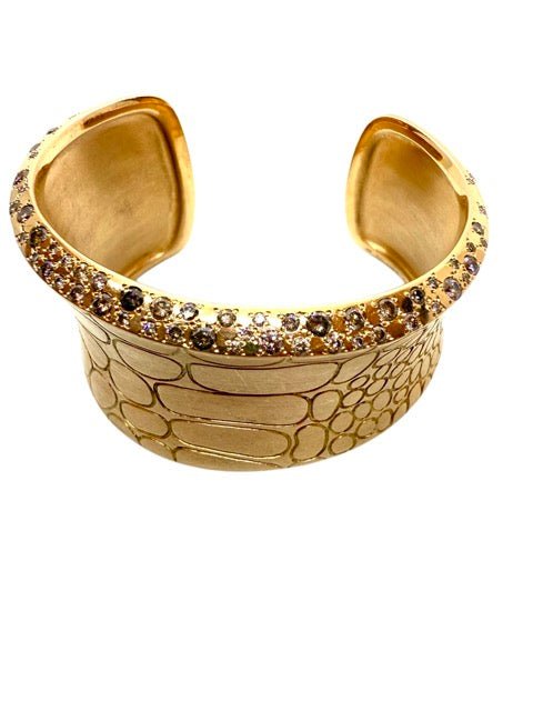 Pomellato vintage, bracelet modèle "Croco" en or rose et diamants - Maison Eloe