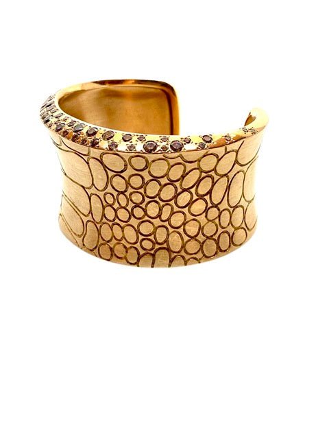 Pomellato vintage, bracelet modèle "Croco" en or rose et diamants - Maison Eloe