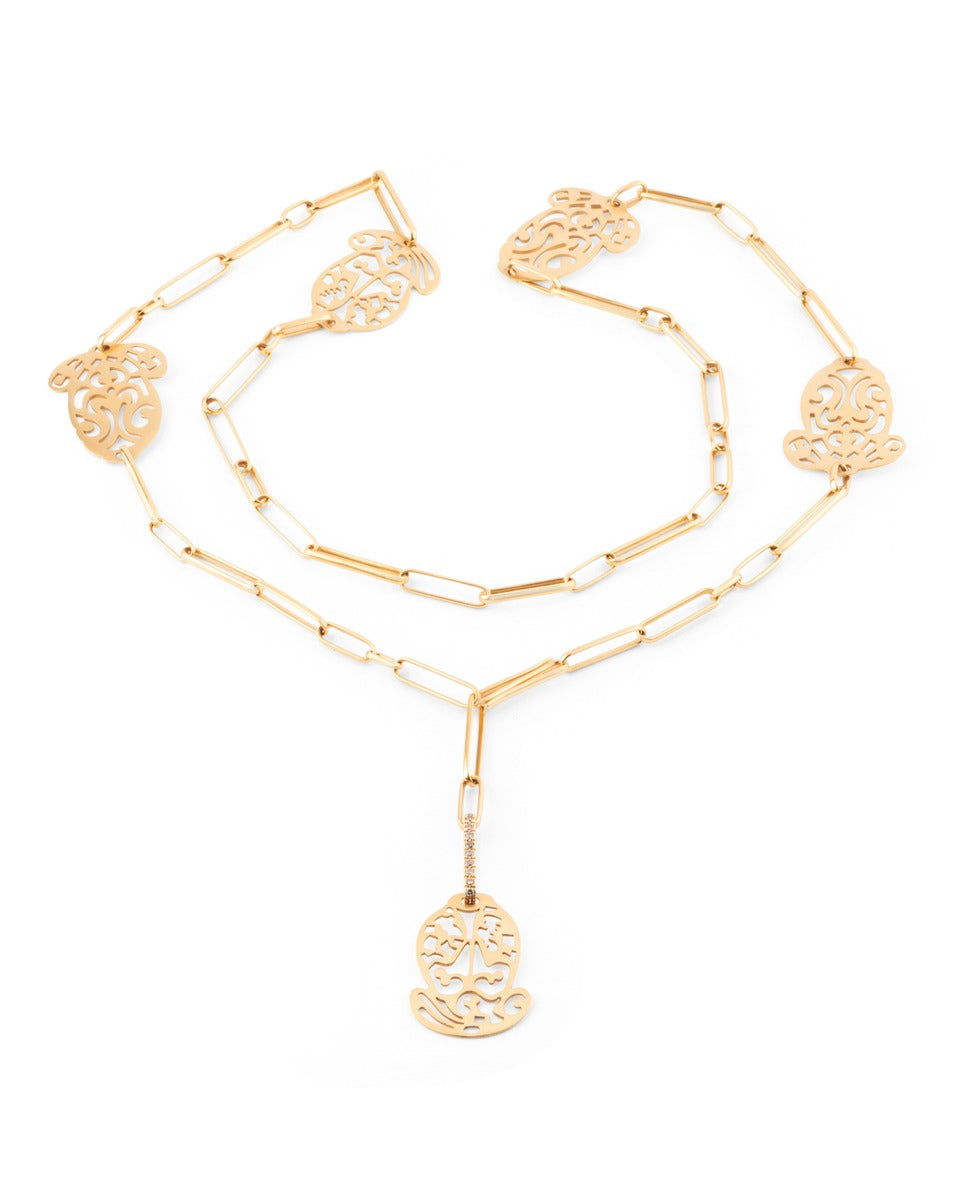 Pomellato sautoir "Ming" or rose 18K et diamants bruns