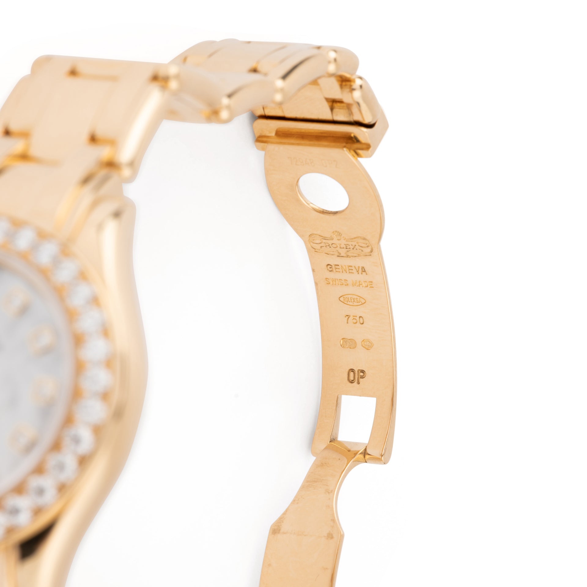 A Rolex Datejust Pearl Master watch in yellow gold and diamonds