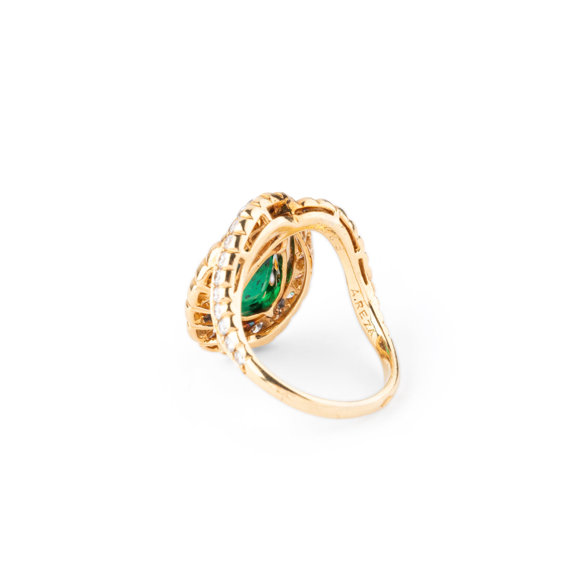 Reza, Bague Emeraude, diamants et or jaune
