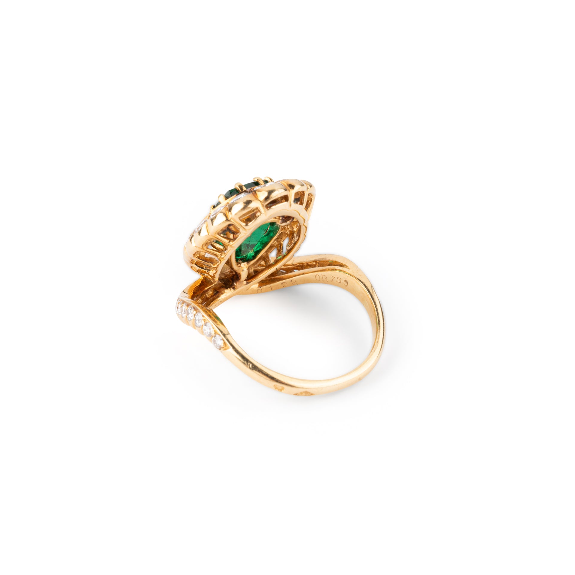 Reza, Bague Emeraude, diamants et or jaune