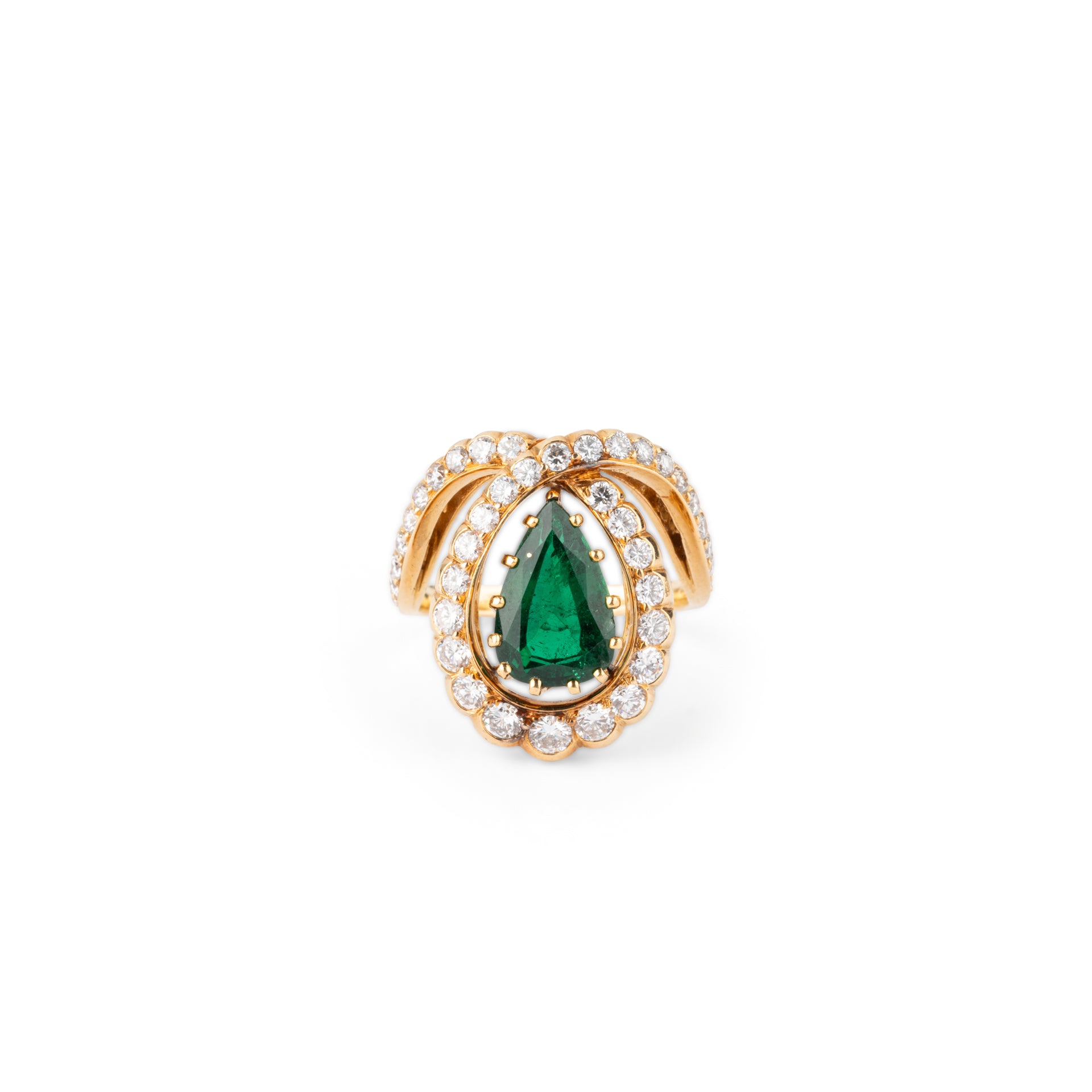 Reza, Bague Emeraude, diamants et or jaune