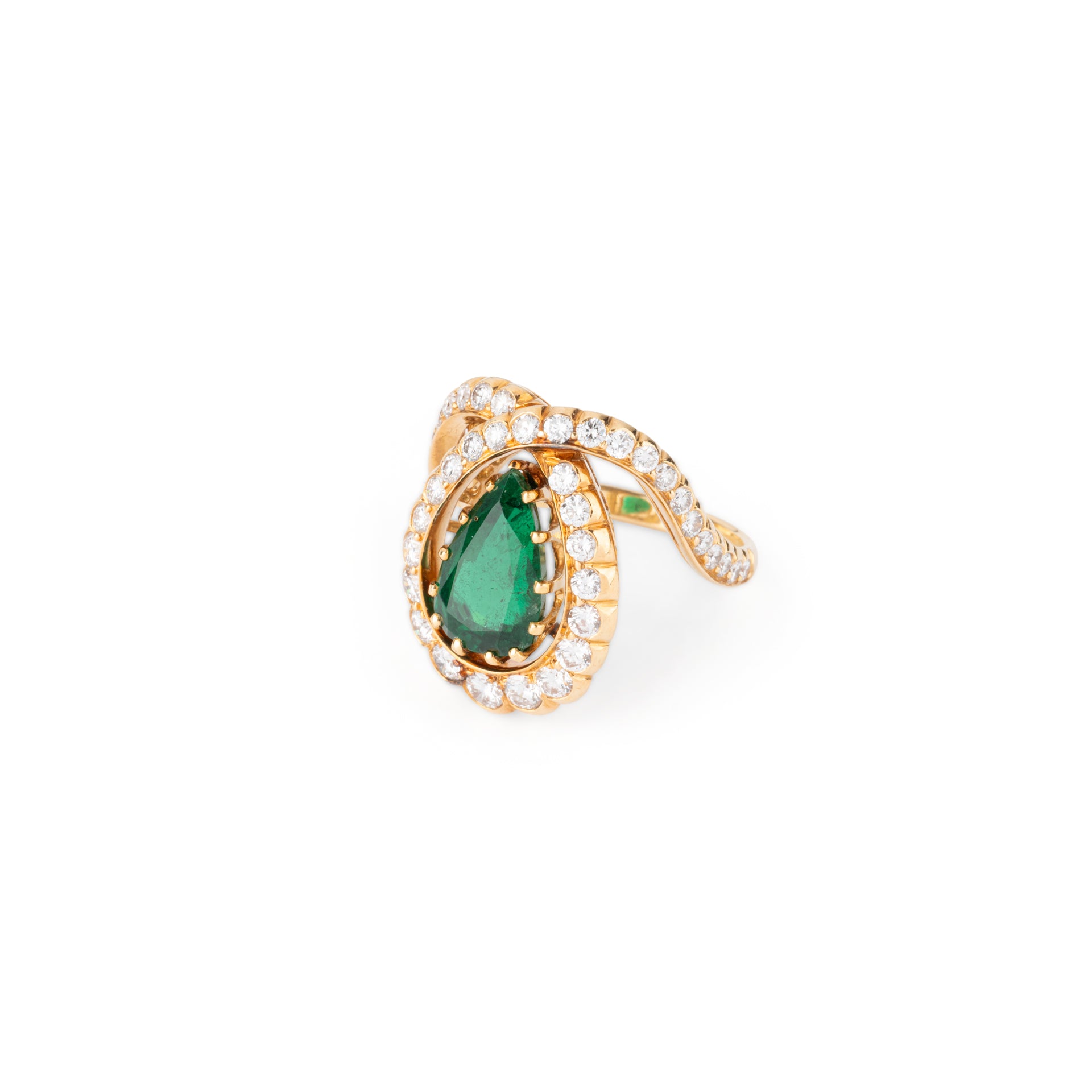 Reza, Bague Emeraude, diamants et or jaune
