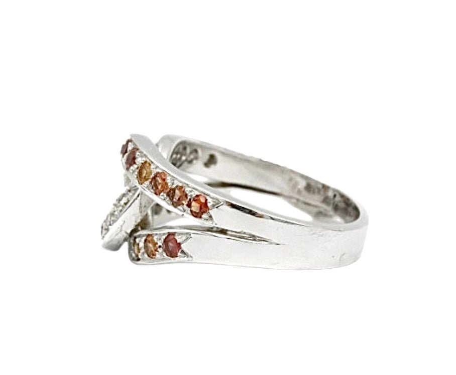Roland Schad bague en or blanc diamant et saphirs orange - Maison Eloe