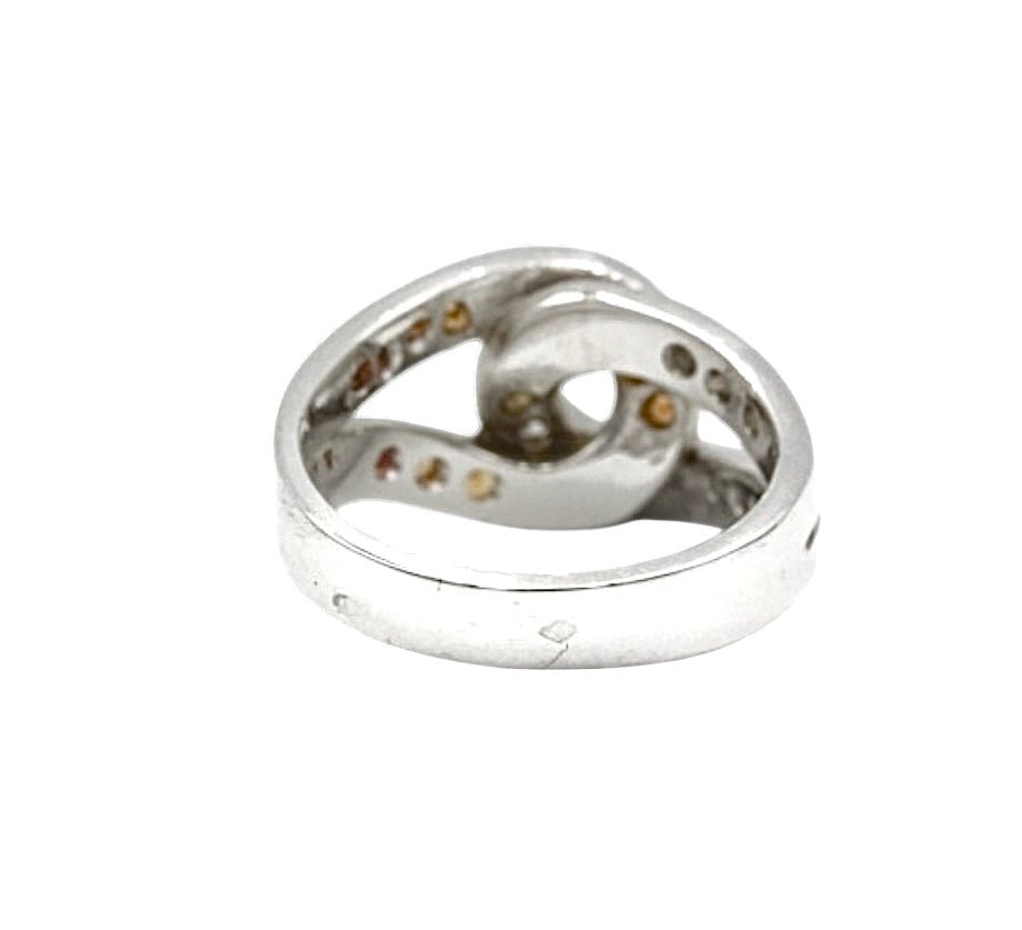 Roland Schad bague en or blanc diamant et saphirs orange - Maison Eloe