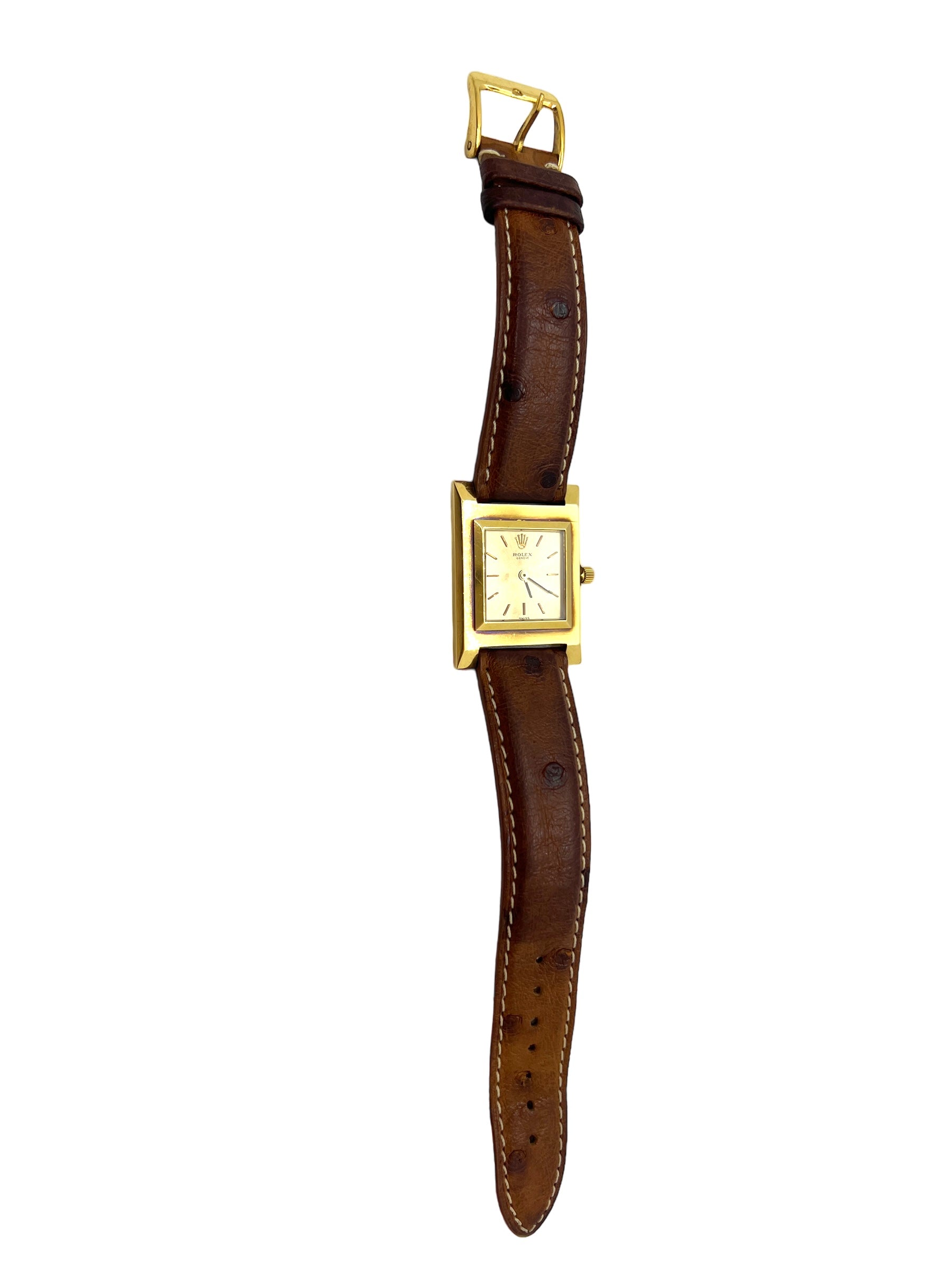 Rolex, vintage gold watch on leather