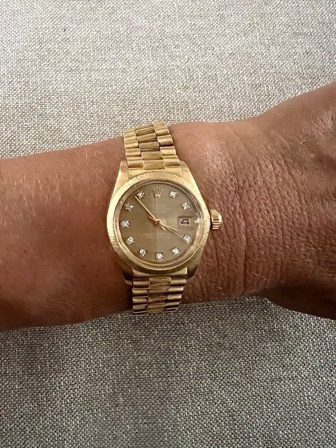 Rolex, Oyster perpetual datejust watch Gold, Vintage diamonds