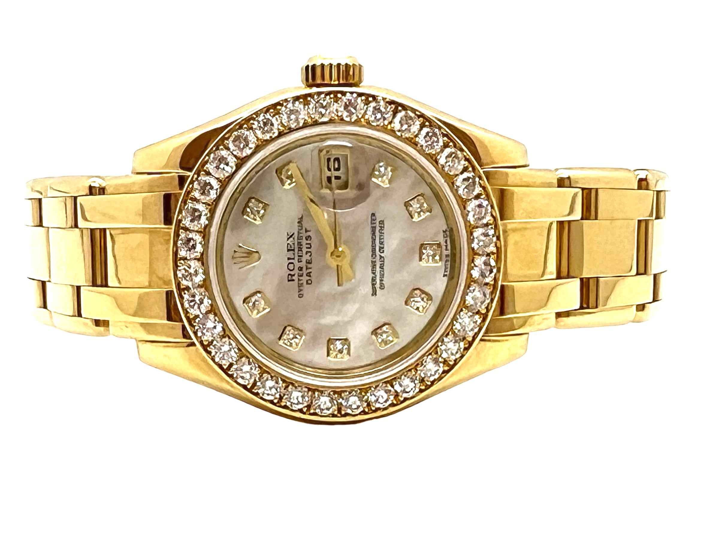 A Rolex Pearl Master watch in yellow gold and diamonds