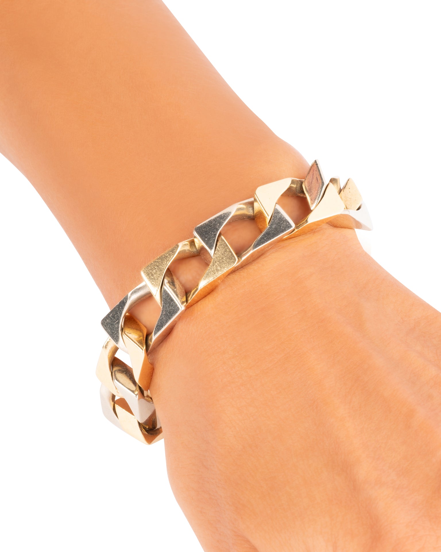 Sterlé, Bracelet vintage deux couleurs dOr 18k