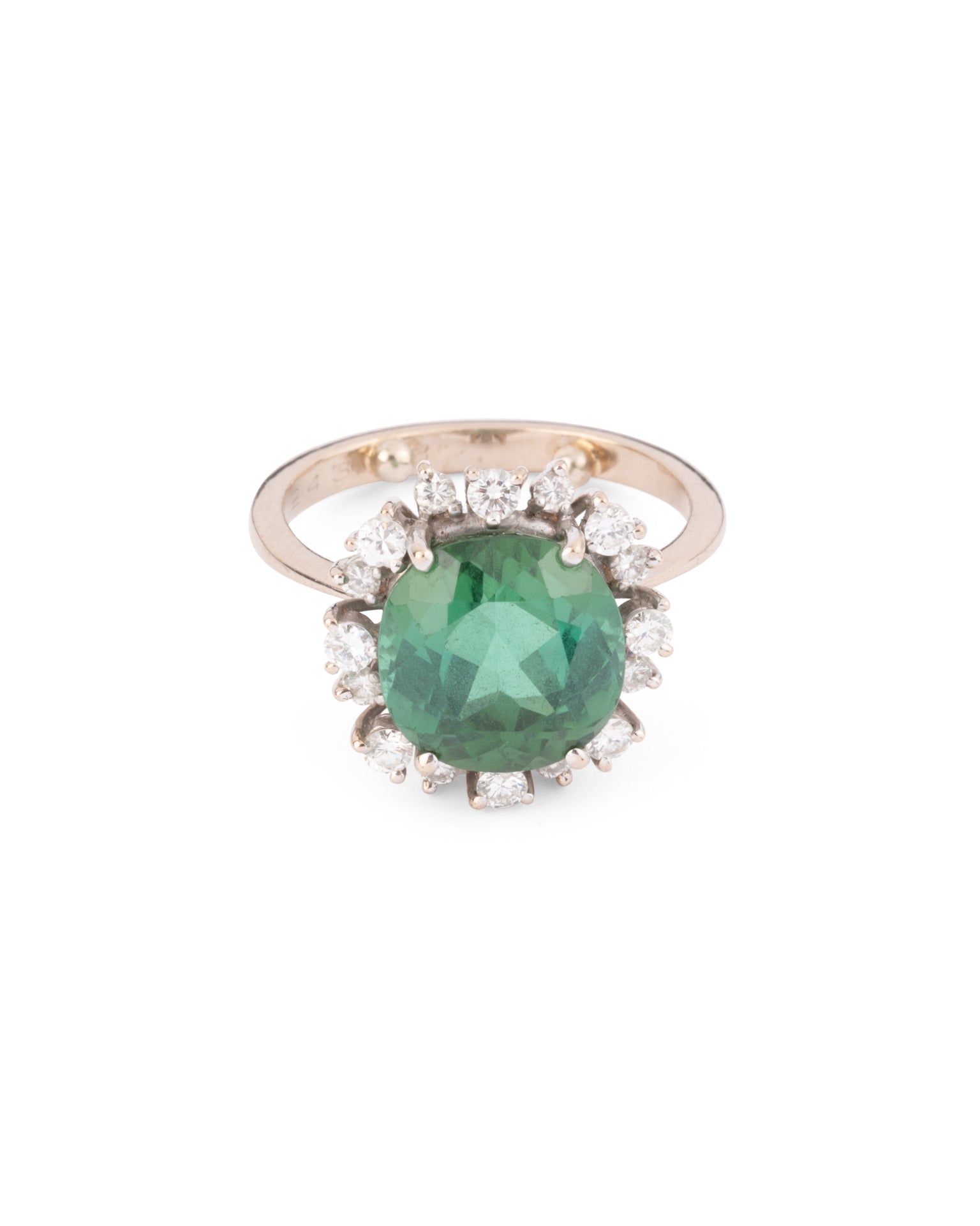 Stern, Bague Vintage en or gris 18K, Tourmaline Diamants