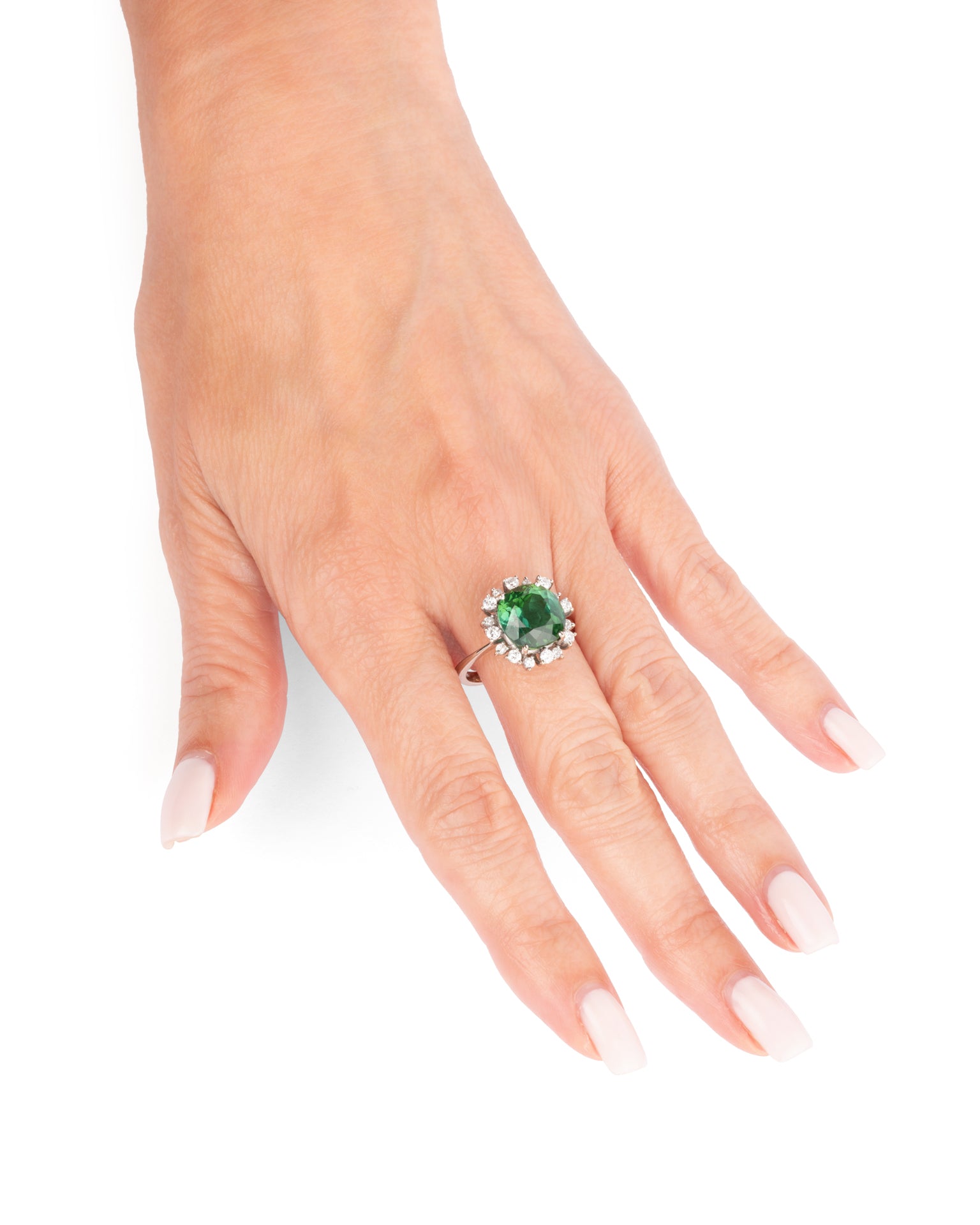 Stern, Bague Vintage en or gris 18K, Tourmaline Diamants