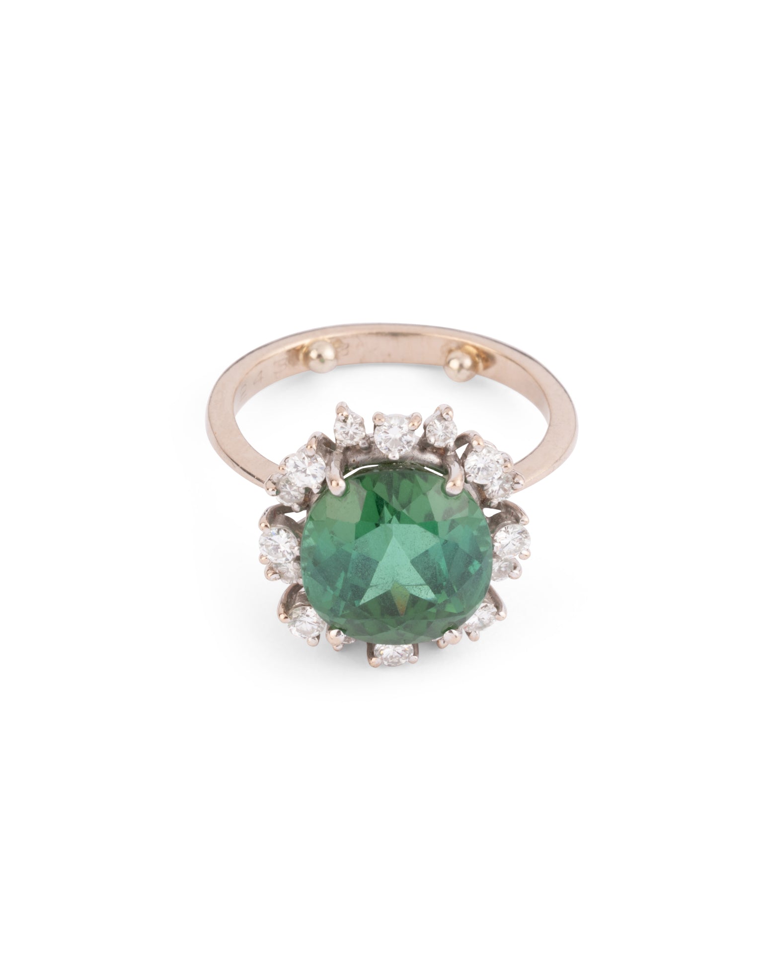 Stern, Vintage Ring in 18K White Gold, Tourmaline Diamonds
