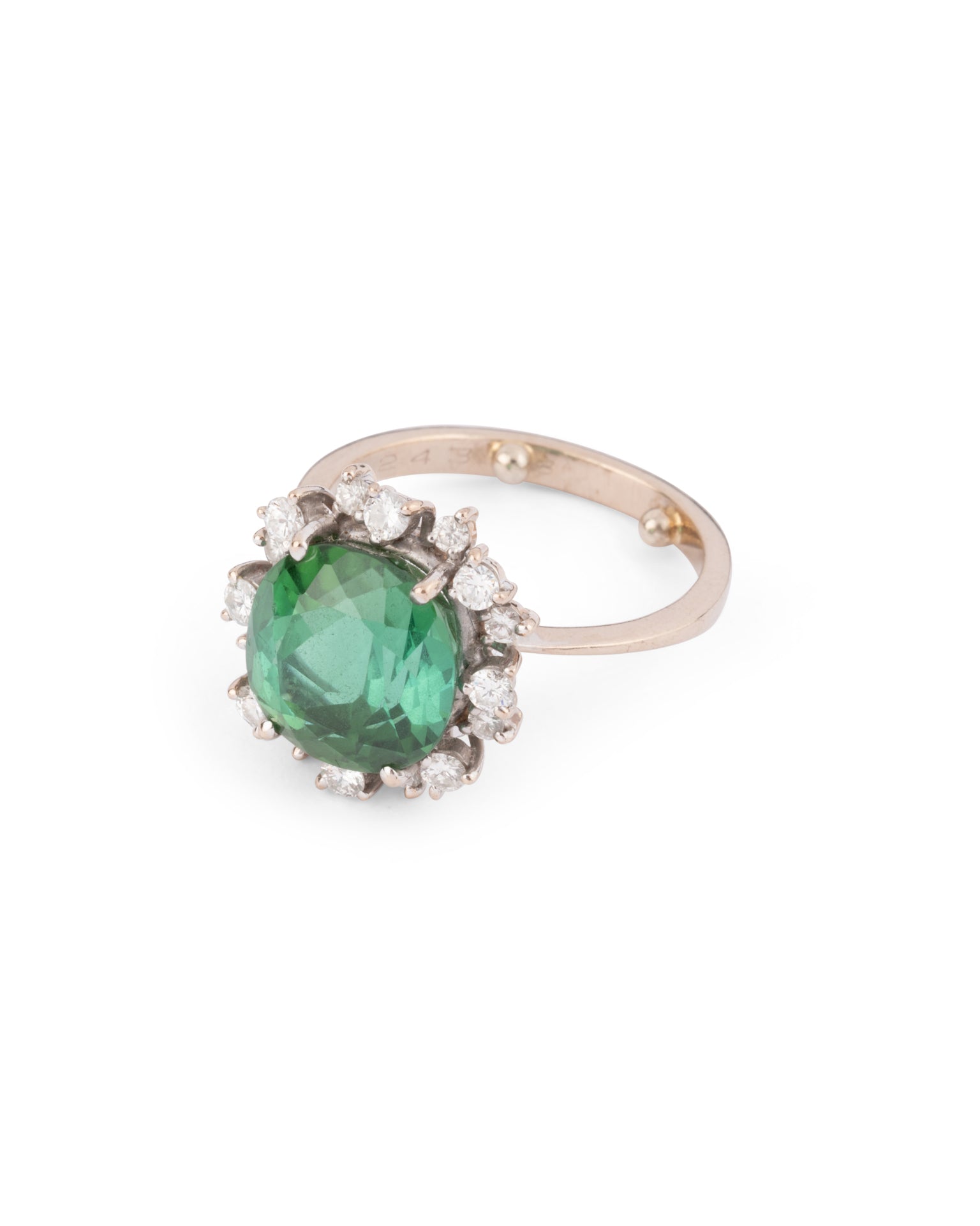 Stern, Vintage Ring in 18K White Gold, Tourmaline Diamonds