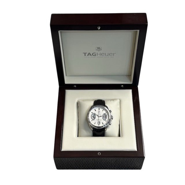 Tag Heuer Grand Carrera Chronographe en acier 43 mm avec boite d'origine - Maison Eloe