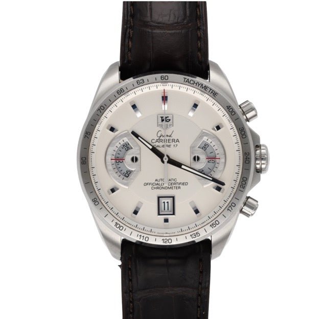 Tag Heuer Grand Carrera Chronographe en acier 43 mm avec boite d'origine - Maison Eloe