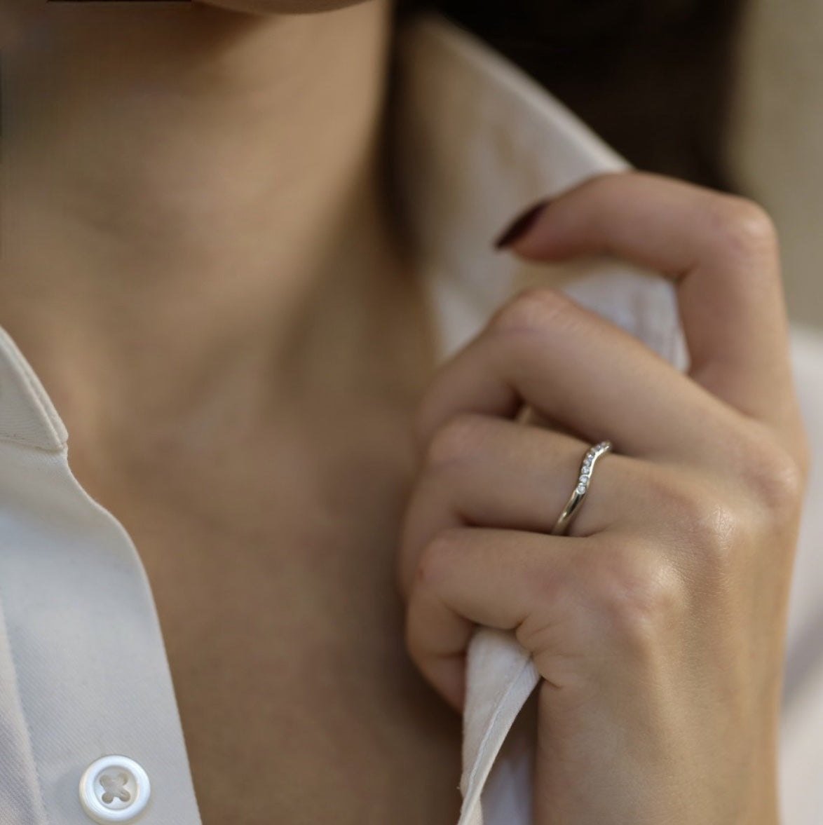 Tiffany Co Elsa Peretti , demi alliance en platine et diamants