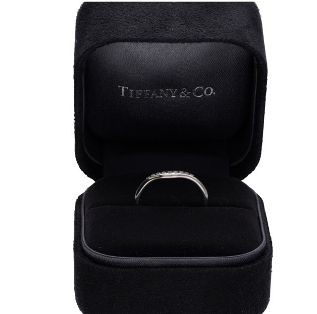 Tiffany Co Elsa Peretti, half wedding band in platinum and diamonds