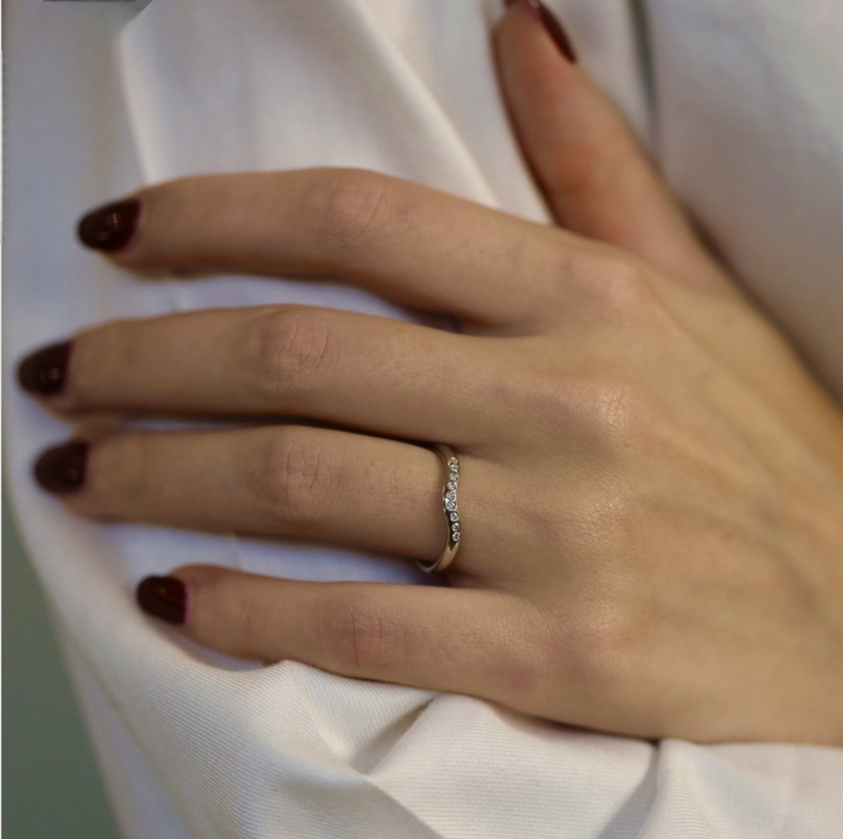 Tiffany Co Elsa Peretti, half wedding band in platinum and diamonds