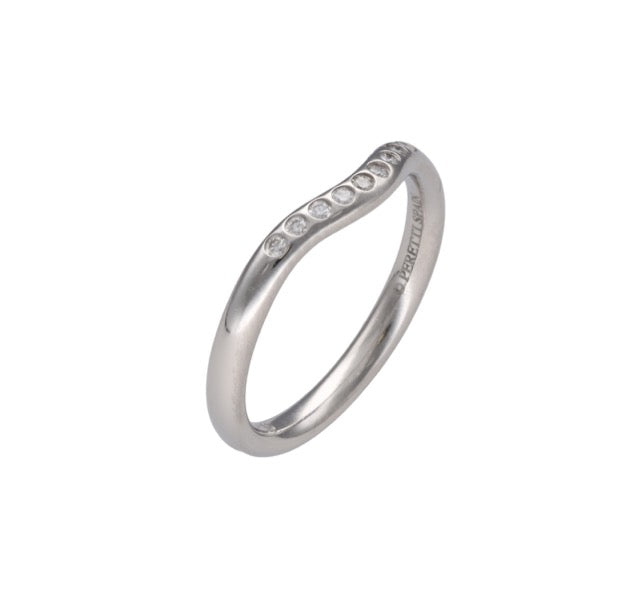 Tiffany Co Elsa Peretti, half wedding band in platinum and diamonds