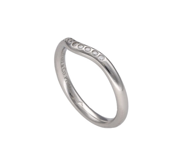 Tiffany Co Elsa Peretti, half wedding band in platinum and diamonds