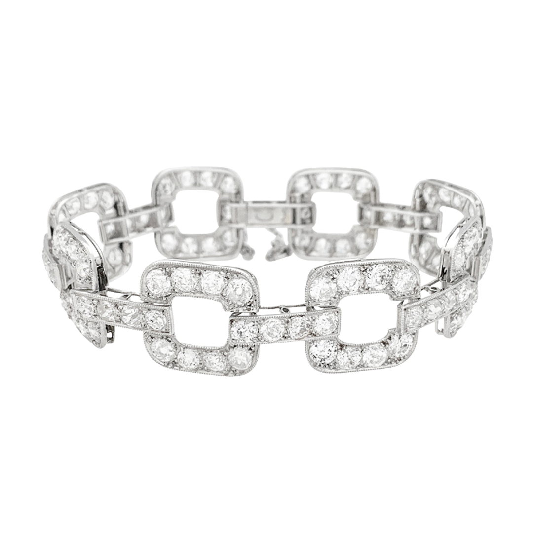 Bracelet ancien en platine, diamants taille ancienne.