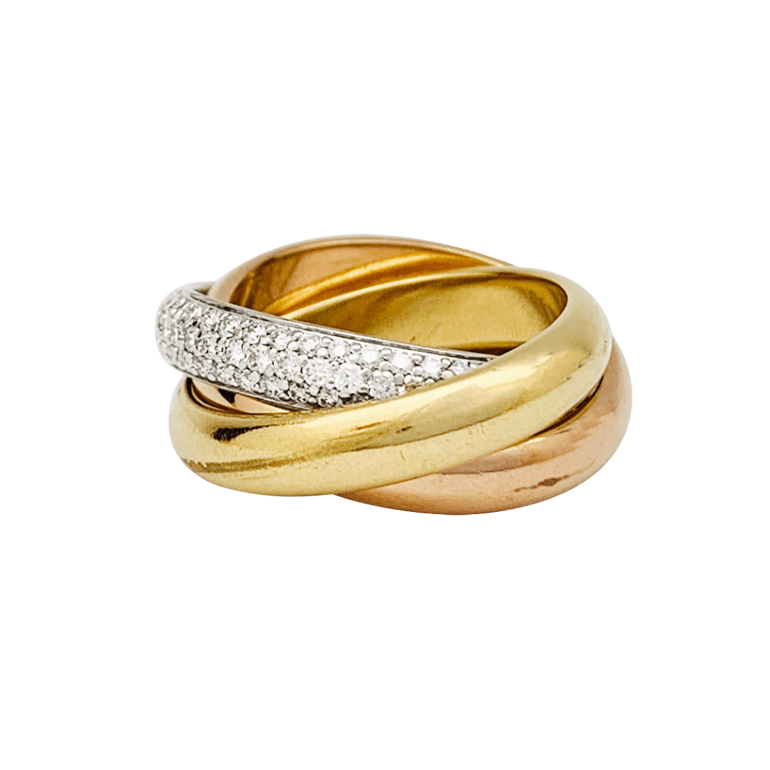 Bague Cartier, "Trinity" classique, 3 ors, diamants. - Maison Eloe