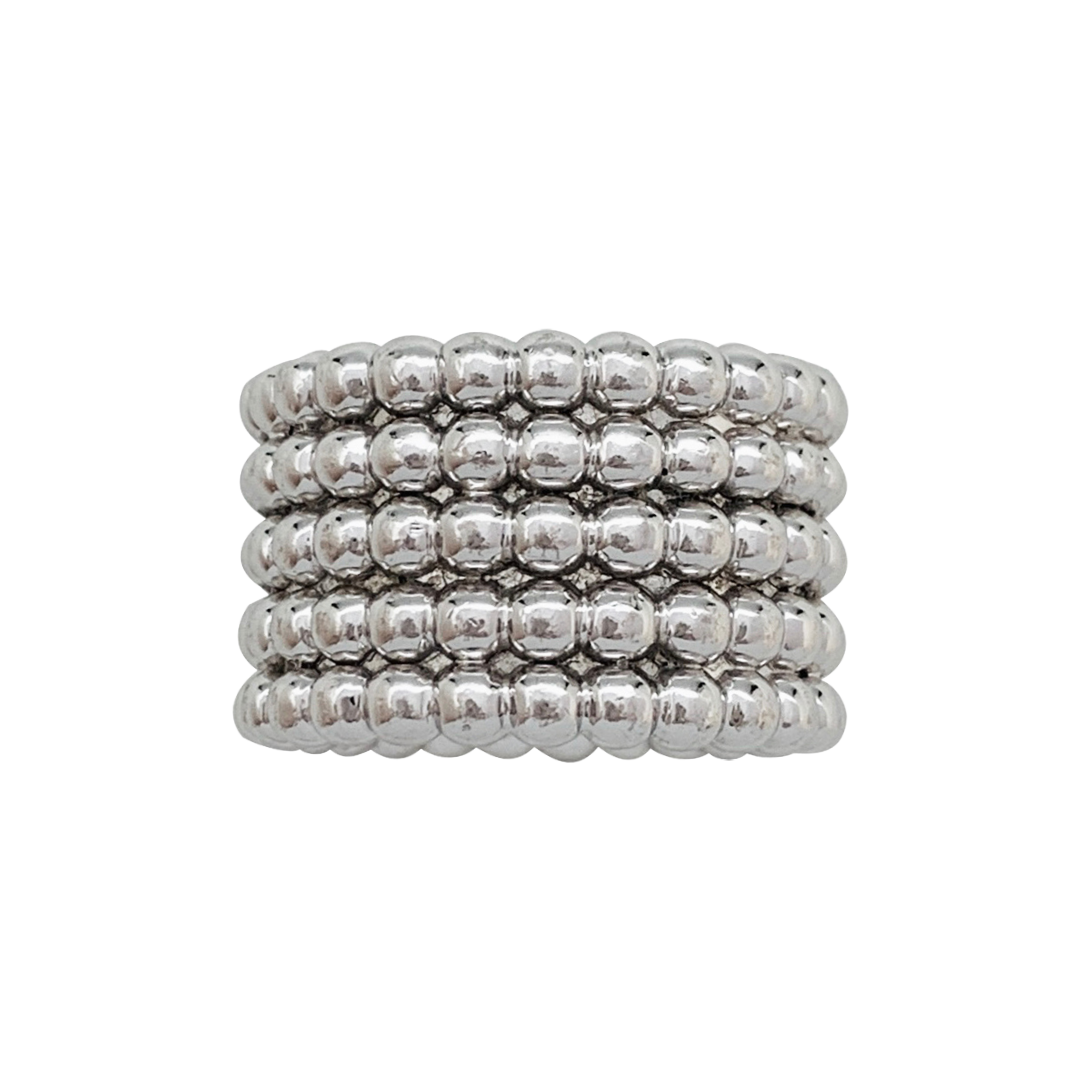 Bague Van Cleef & Arpels en or blanc modèle Perlée, 5 rangs