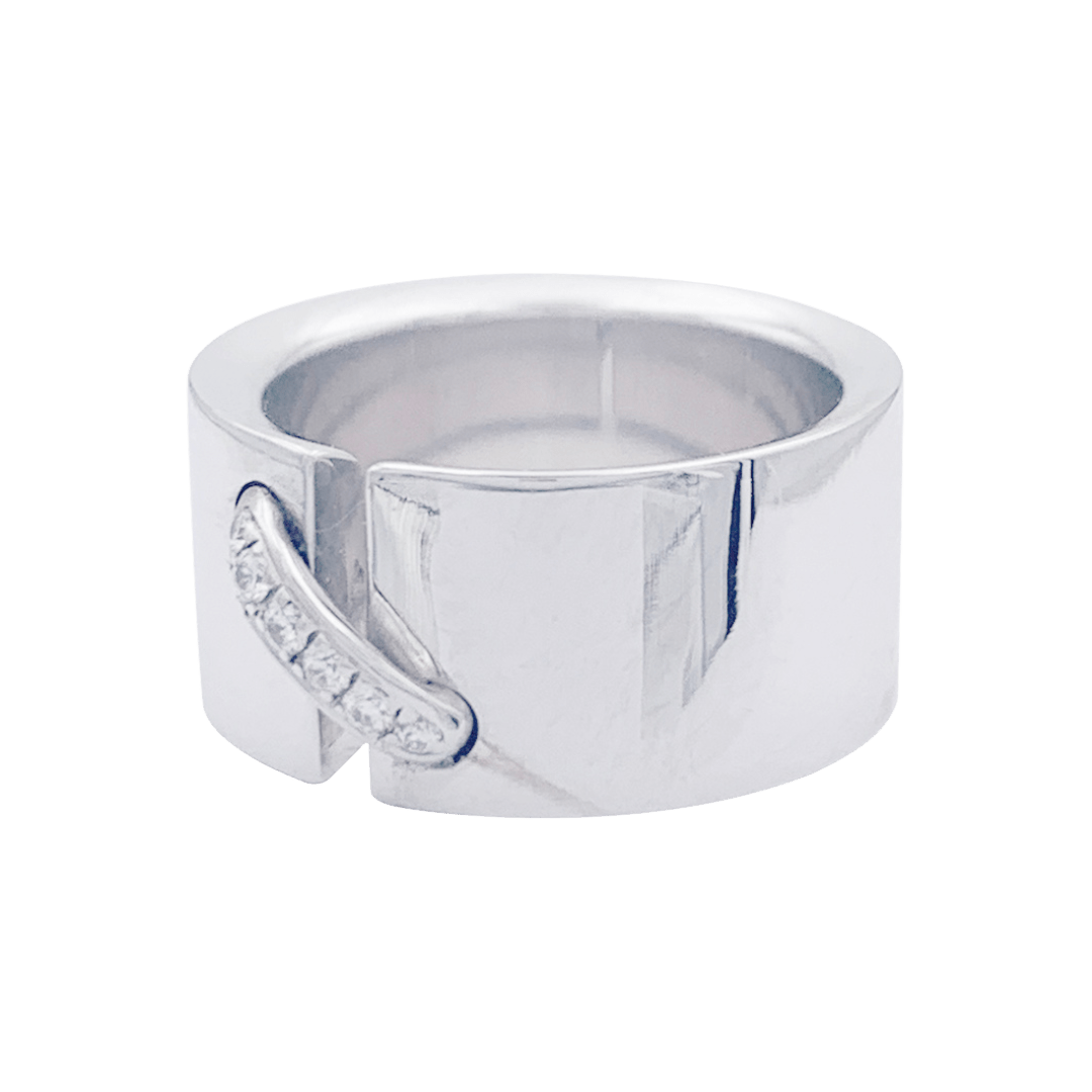 Bague Chaumet,"Liens", or blanc et diamants, lien unique. - Maison Eloe