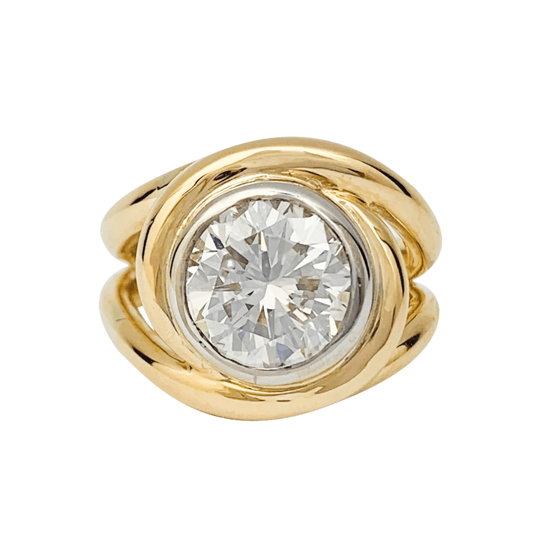 Bague entrelacée deux tons d'or, diamant 2,78 carats. - Maison Eloe