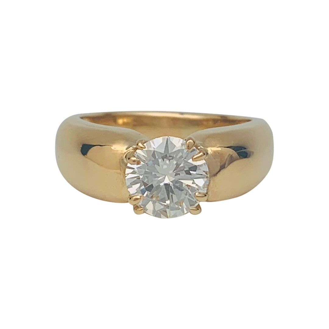 Bague jonc or jaune, diamant.