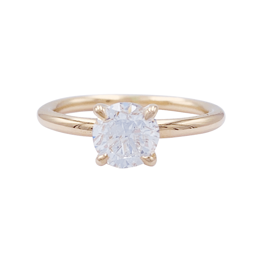 Bague solitaire en or rose, diamant 1 carat. - Maison Eloe