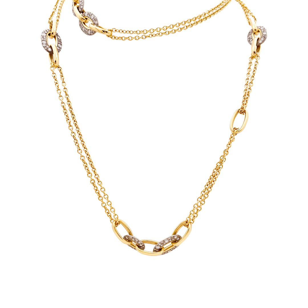Sautoir Pomellato "Tango" or rose, argent, diamants. - Maison Eloe