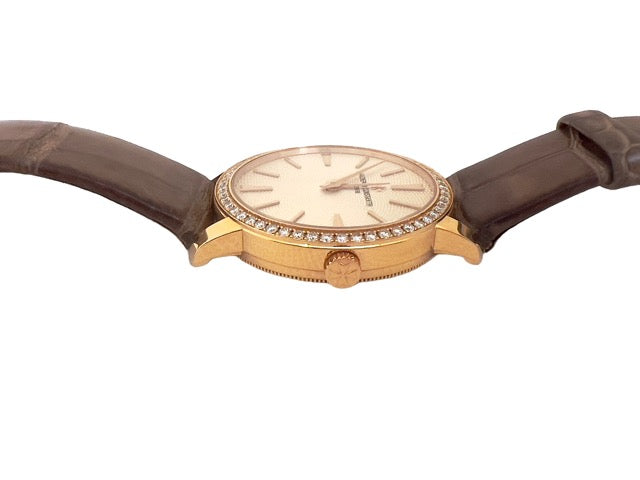 Vacheron Constantin, Montre Or Rose et Diamants sur Cuir