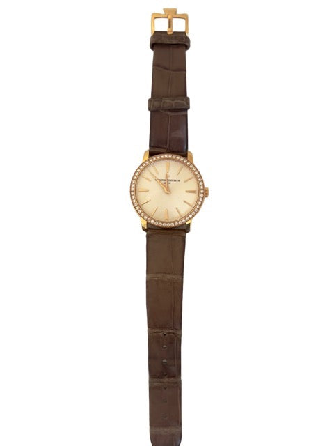 Vacheron Constantin, Montre Or Rose et Diamants sur Cuir