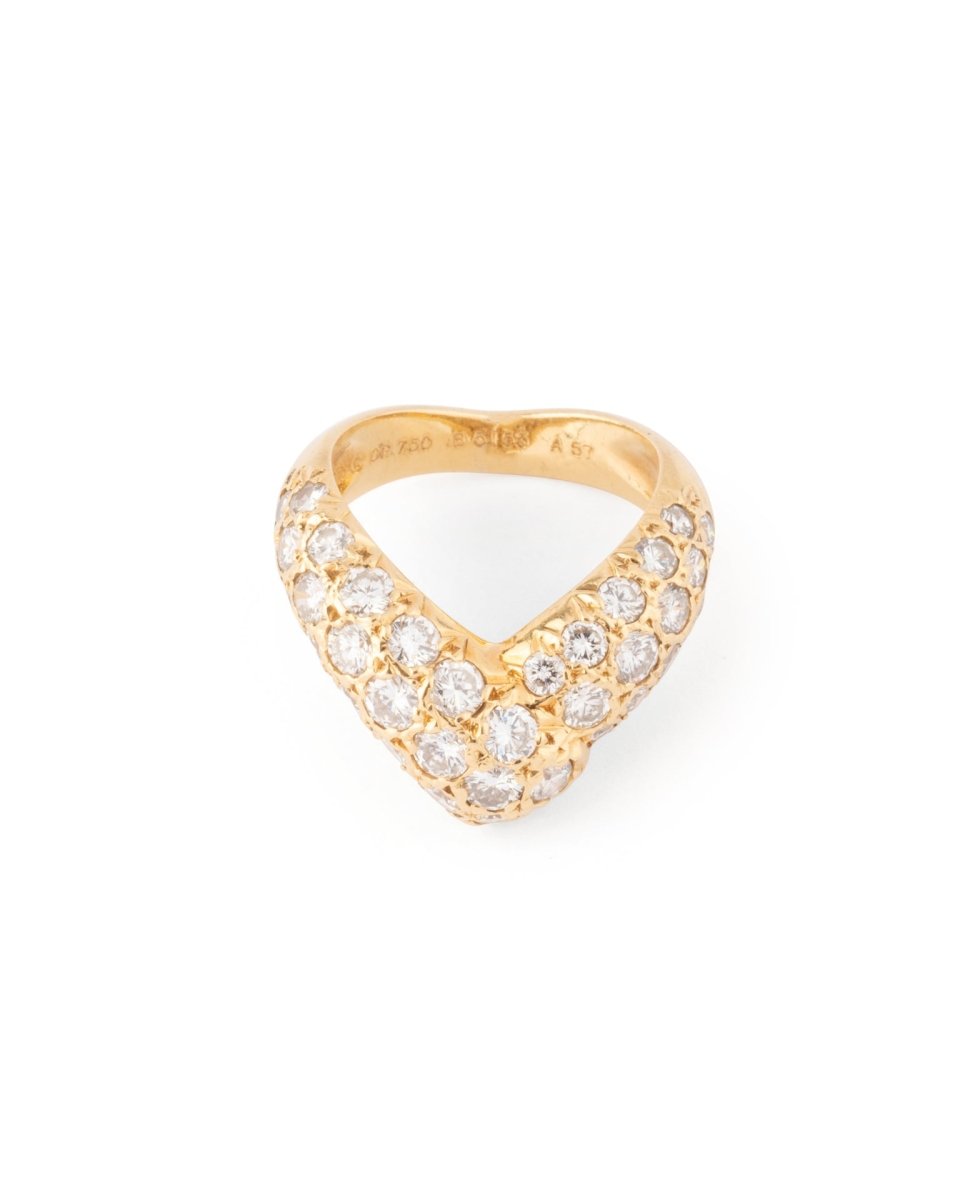 Van Cleef & Arpels 2 bagues en or jaune 18K, diamants et chrysoprase - Maison Eloe