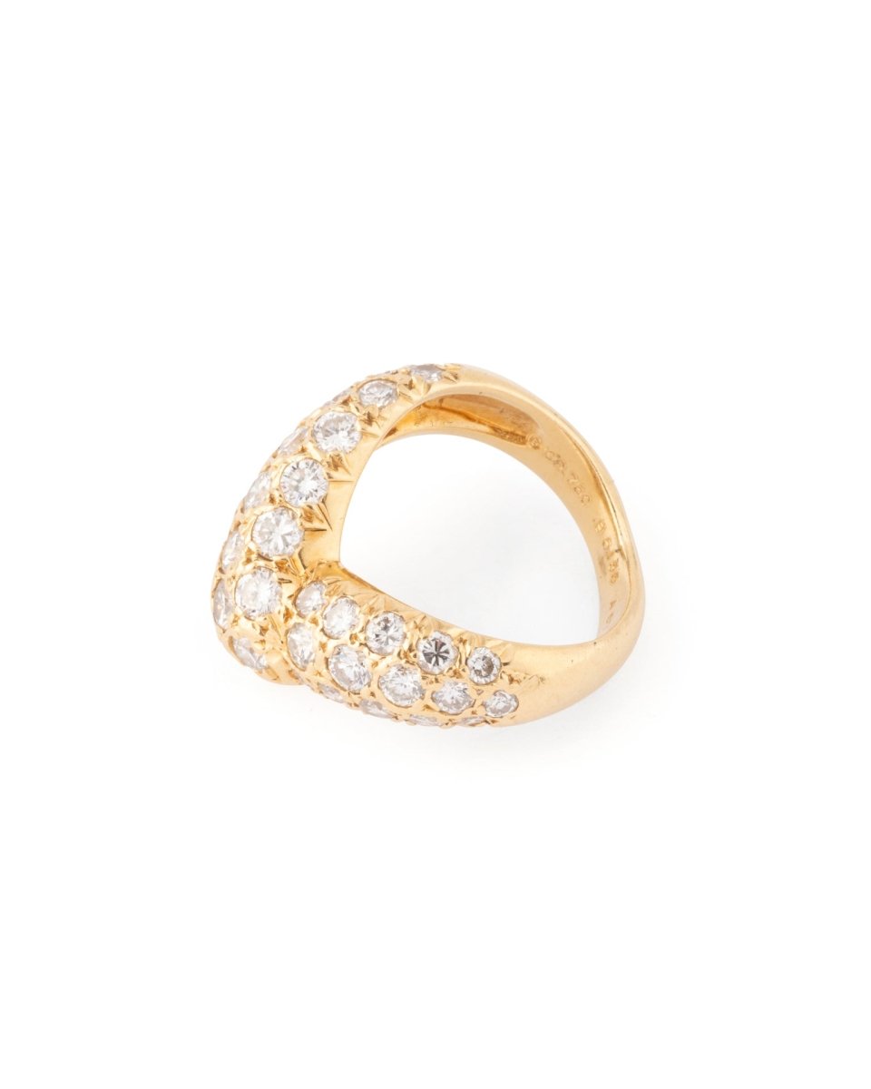 Van Cleef & Arpels 2 bagues en or jaune 18K, diamants et chrysoprase - Maison Eloe