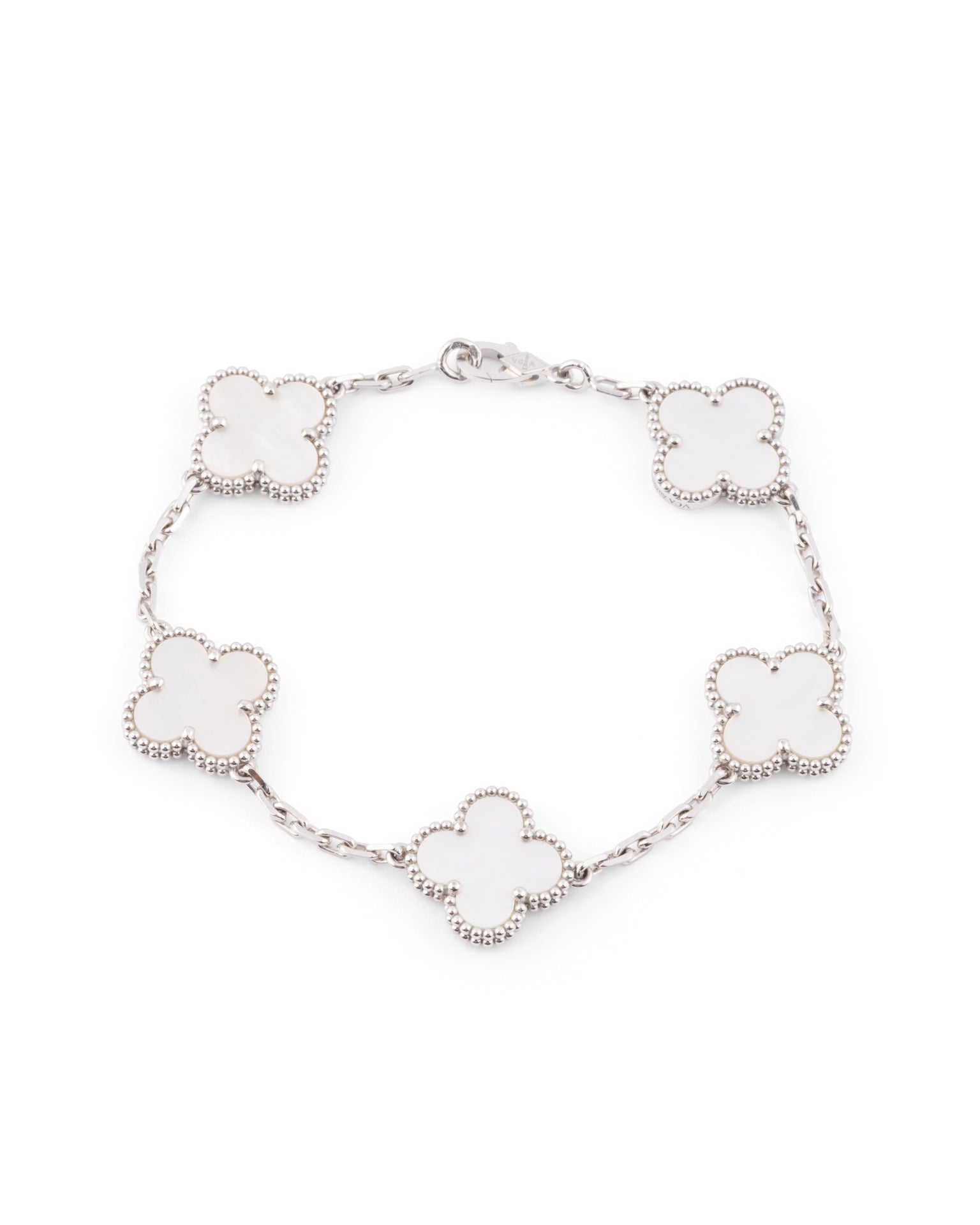 Van Cleef & Arpels Bracelet "Vintage Alhambra" 5 motifs nacre et or Blanc