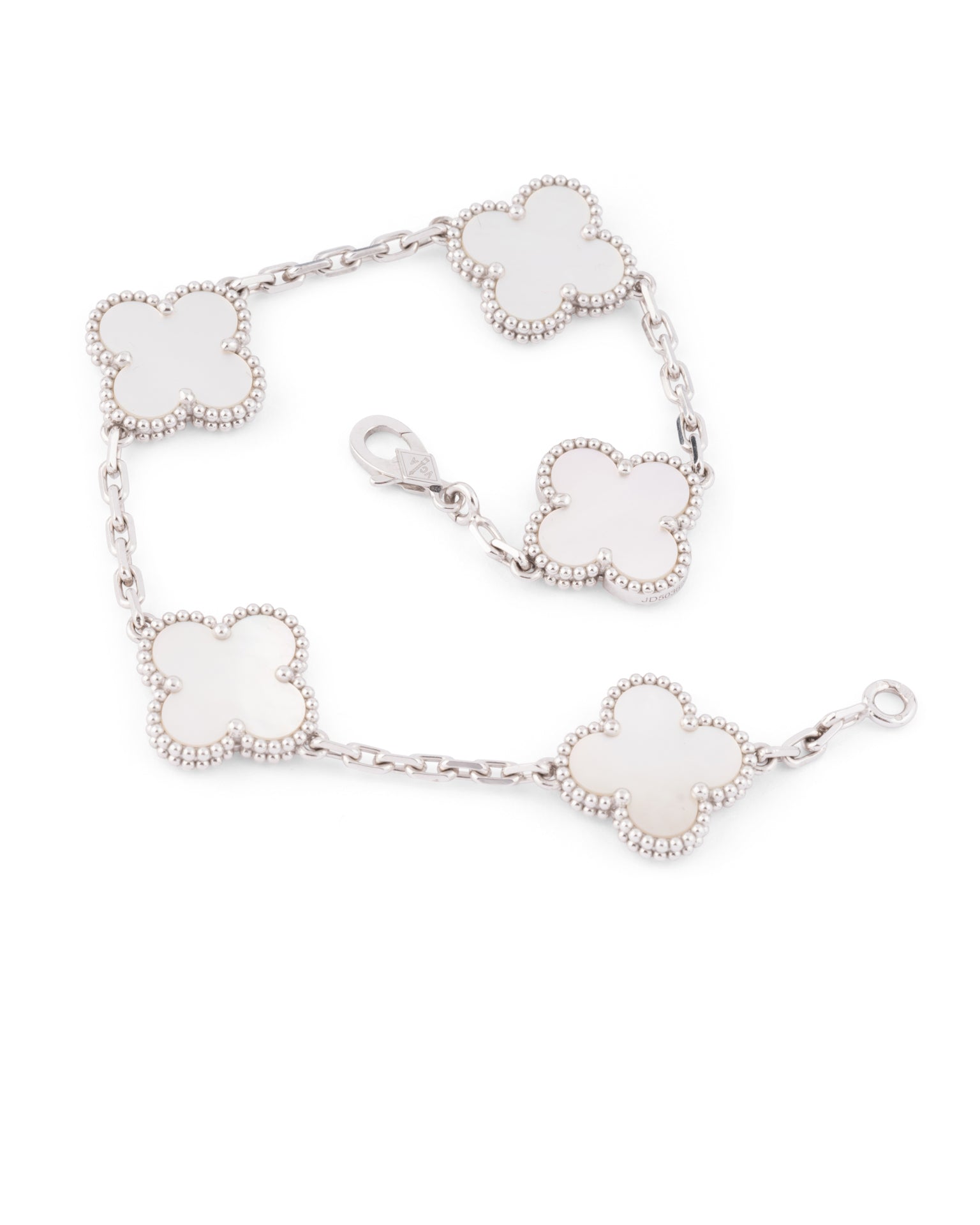 Van Cleef & Arpels Bracelet "Vintage Alhambra" 5 motifs nacre et or Blanc